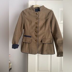 Brown Women's Jacket with Navy Accents